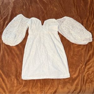 Selfie Leslie Puffy Sleeve Floral Lace Mini Dress Size S